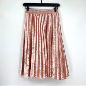 A New Day micro pleat pink crushed velvet skirt size XXS retro vintage look